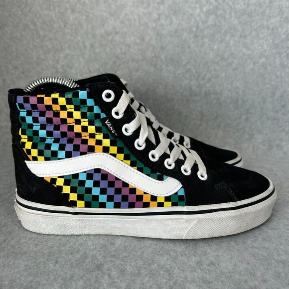 Women Vans Hi Top Filmore Sneakers Rainbow Check Skate Shoes Size 6 - Picture 1 of 9